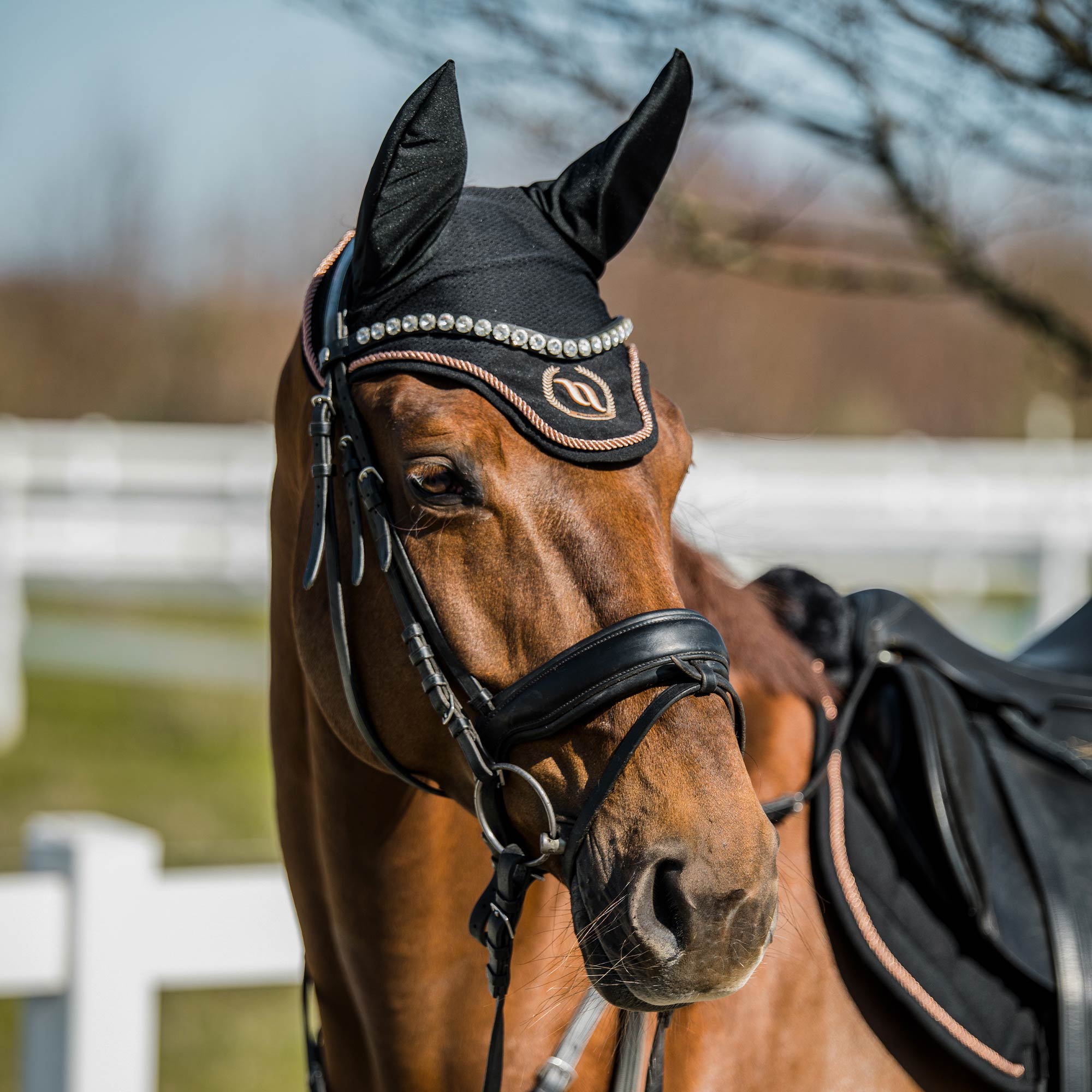 "Haze Collection" Horse Bonnet - Black Rose