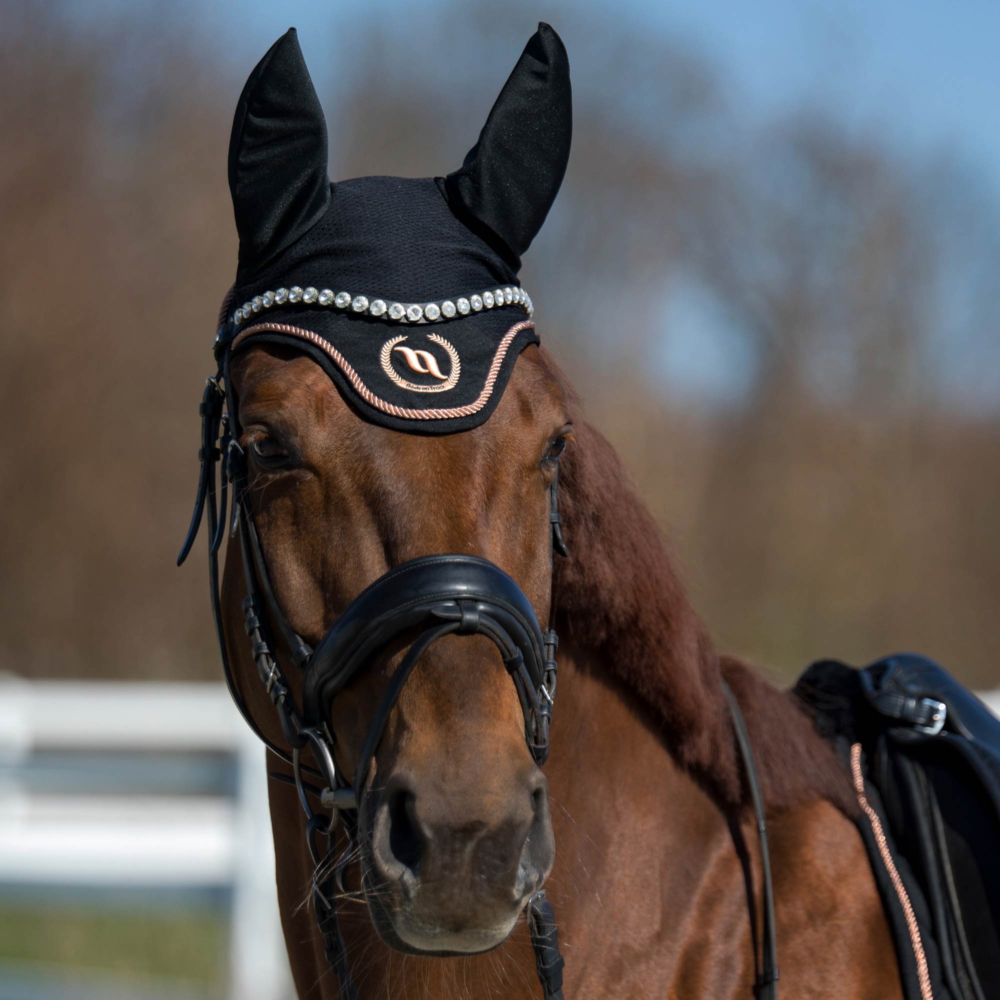"Haze Collection" Horse Bonnet - Black Rose