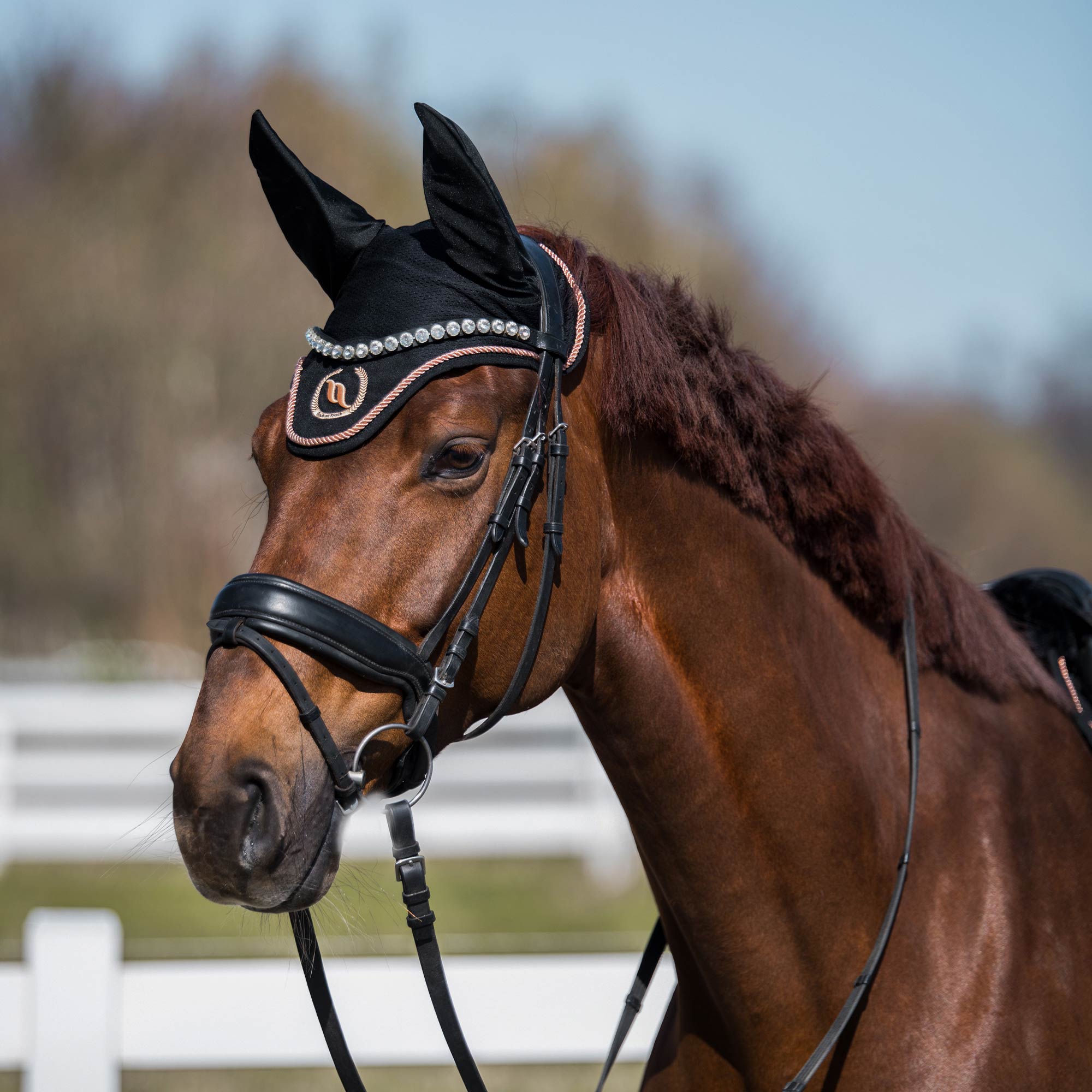 "Haze Collection" Horse Bonnet - Black Rose